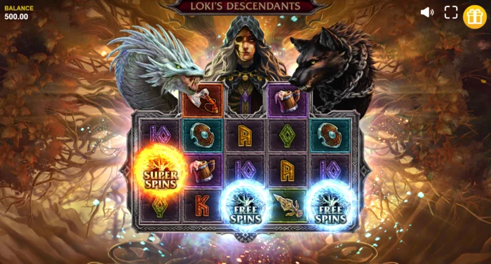 Loki's Descendants – utløsning av Serpent-funksjonen med diagonale Wild-symboler